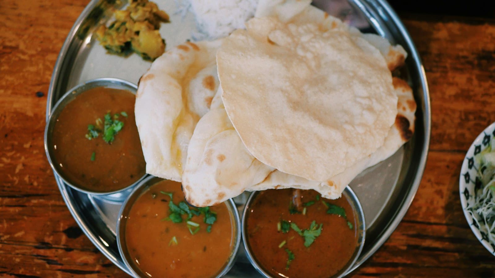 A plate of dal and roti
